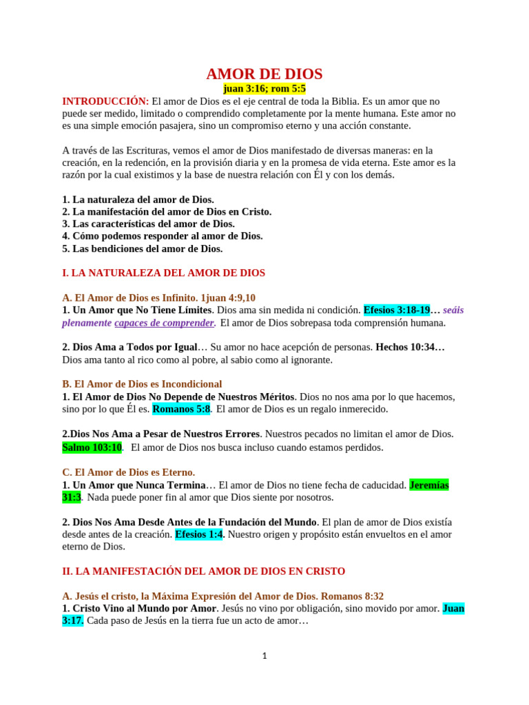 Amor de Dios: Naturaleza y Manifestación | PDF | Amor | Cristo (título)