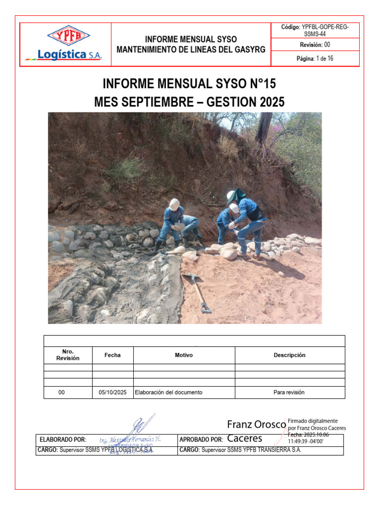 Informe Mensual de Seguridad y Salud 2025 | PDF