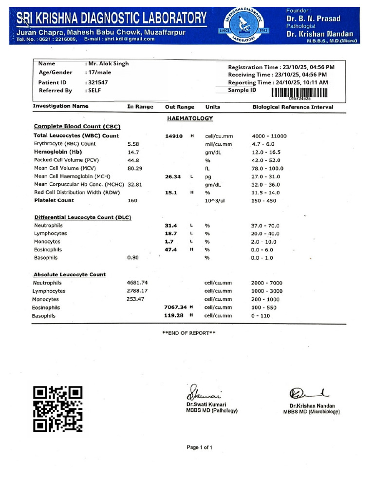 Blood Report Alok Singh | PDF