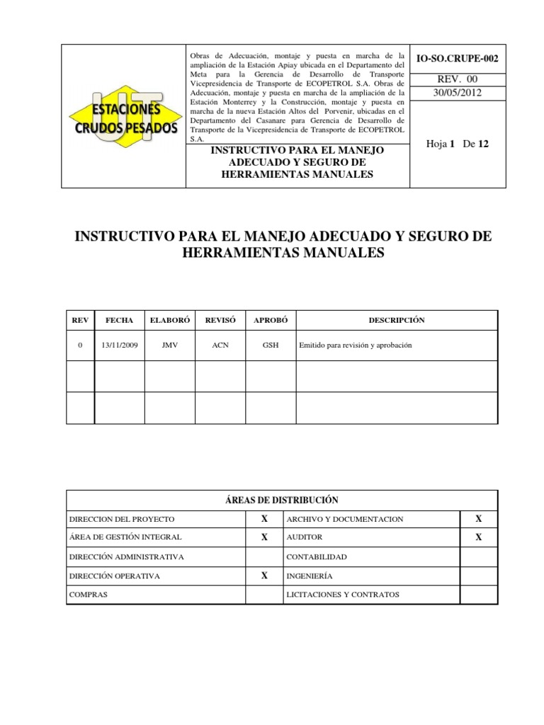 Instructivo para El Manejo Seguro de Herramientas | PDF | Herramientas ...