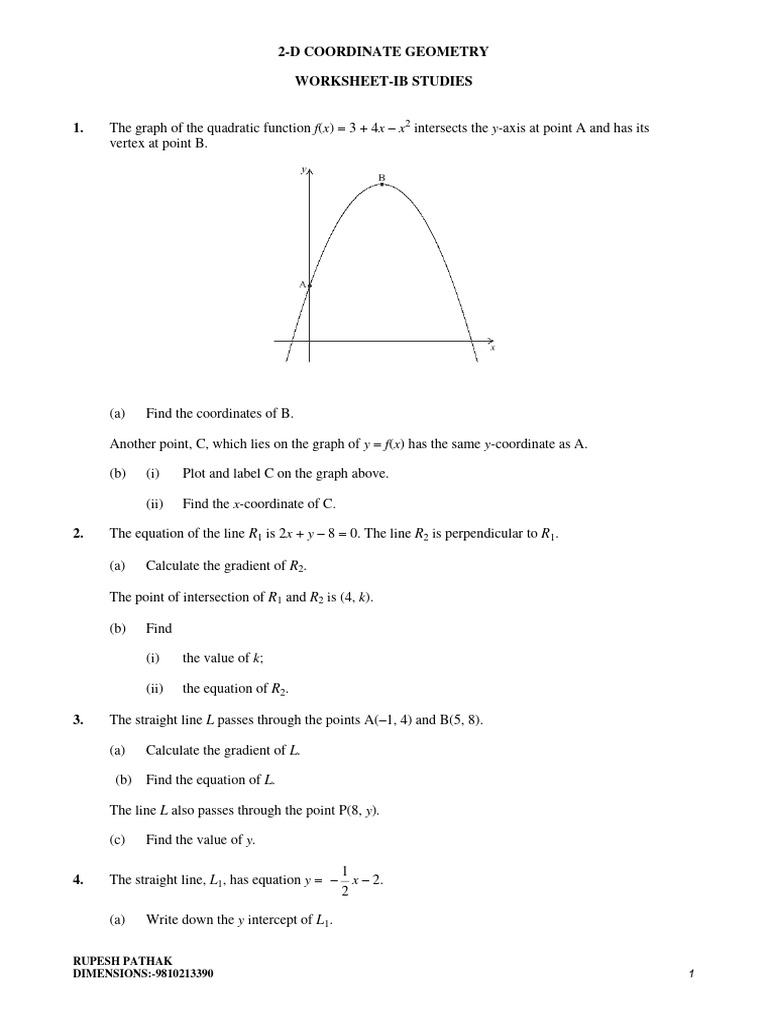 2-d Coordinate Geometry | PDF | Line (Geometry) | Cartesian Coordinate ...