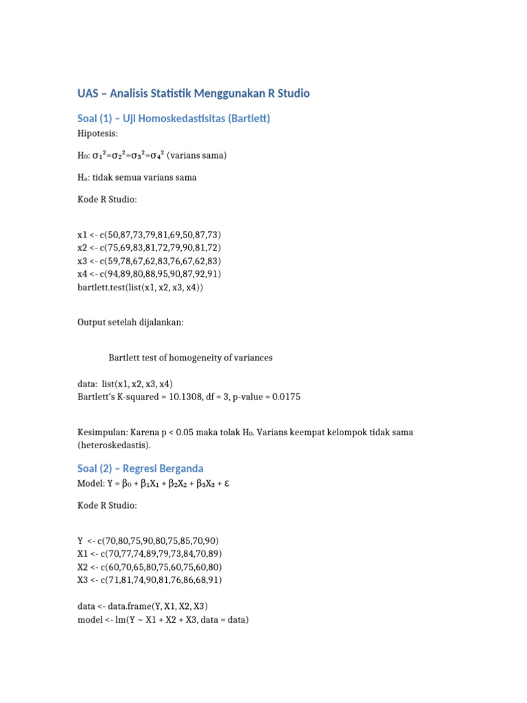 Analisis Statistik dengan R Studio | PDF