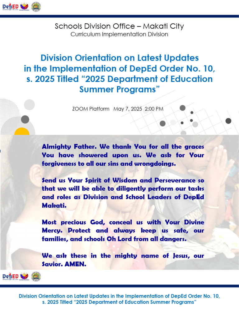 DepEd Summer Programs For Presentation Meeting With SHs FINAL | PDF ...