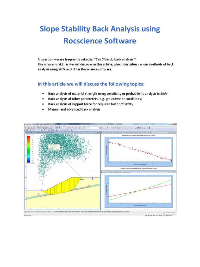 Slope Stability Back Analysis Methods Using Rocscience Software PDF