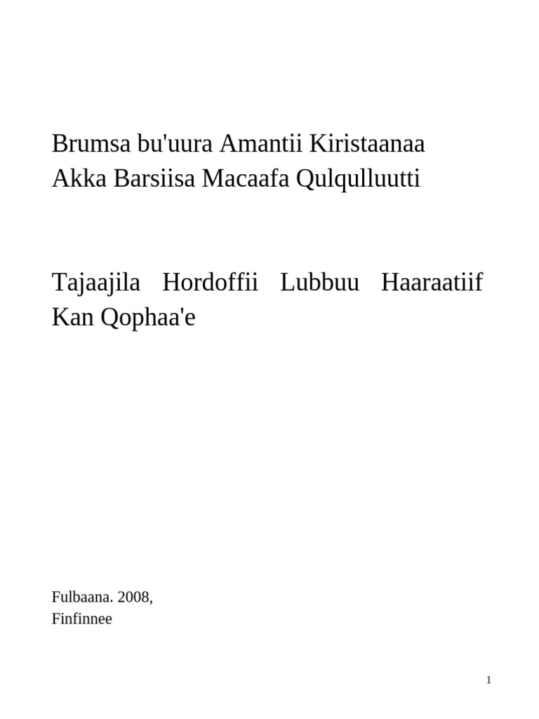 Barumsa Bu'Uraa Kiristaana | PDF