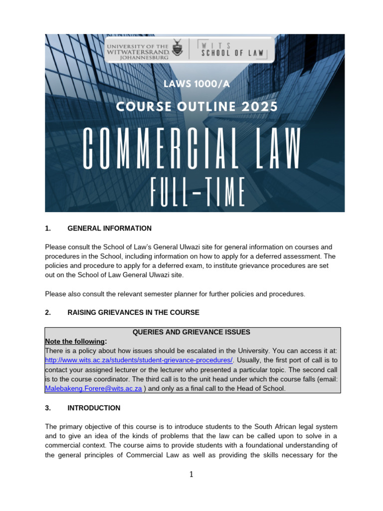 Commercial Law Course Overview 2024 | PDF | Educational Assessment ...