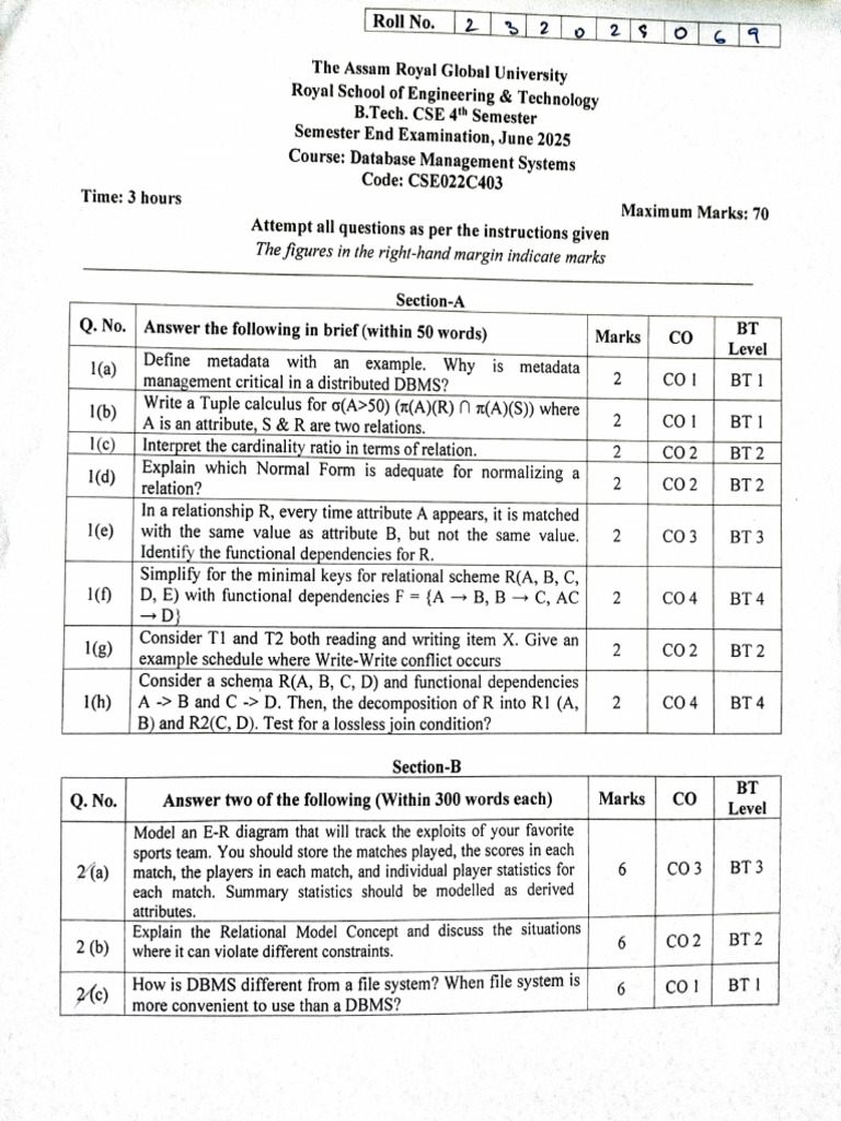 End Sem DBMS | PDF | Databases | Computer Programming