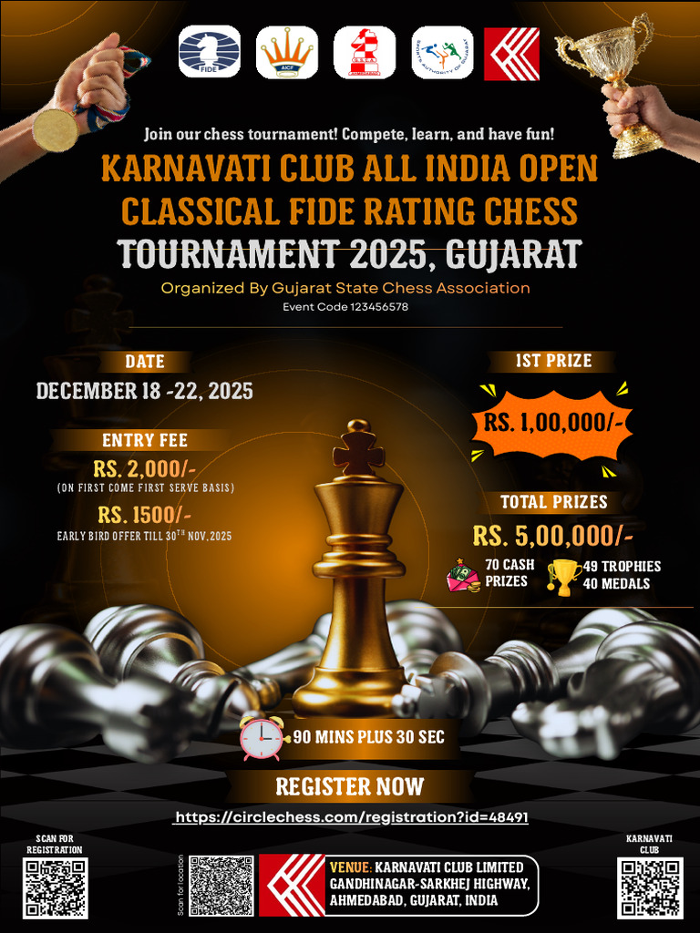 Karnavati Club Chess Tournament 2025 | PDF | Chess | Traditional Board ...