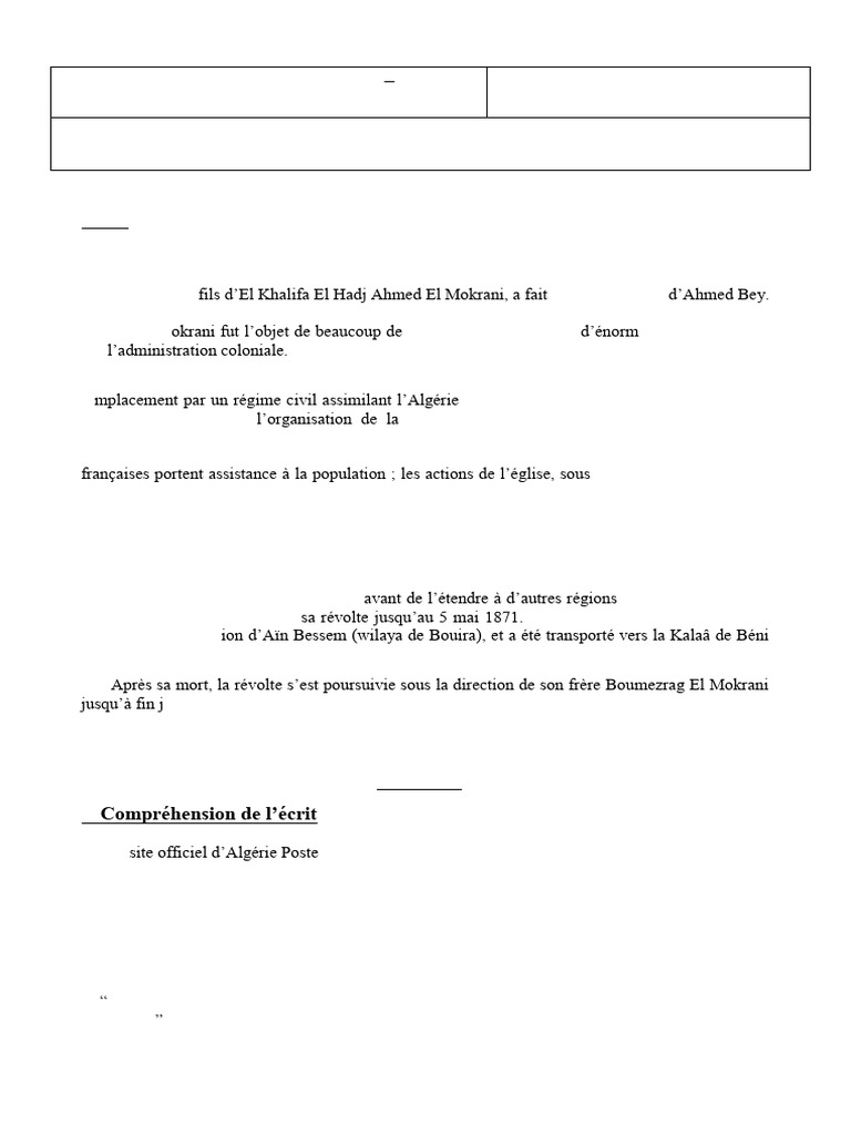 Révolte de Cheikh El Mokrani (1871-1873) | PDF