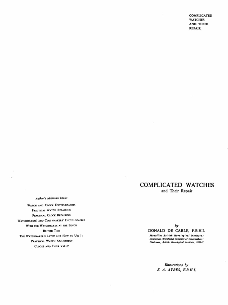 Complicated Watches and Their Repair (PDFDrive) | PDF