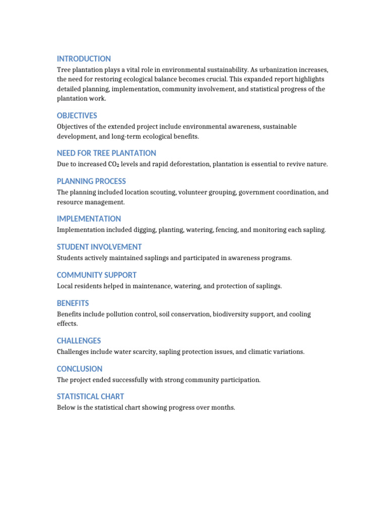 Tree Plantation Project Overview and Impact | PDF