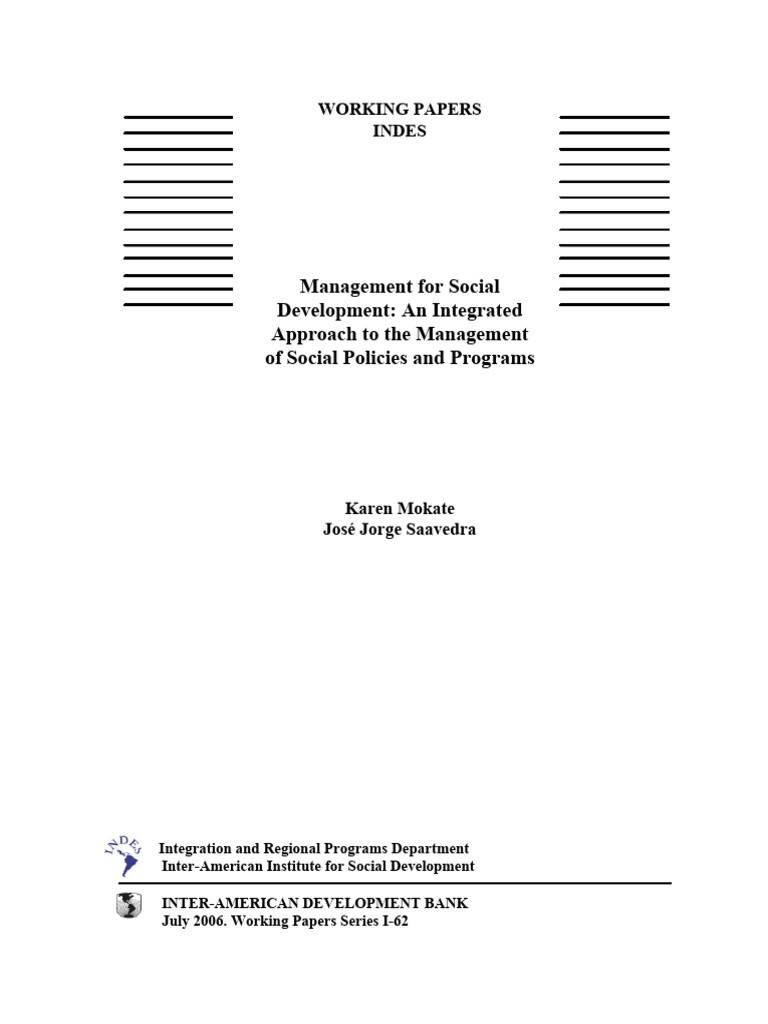 Management For Social Development An Integrated Approach To The ...