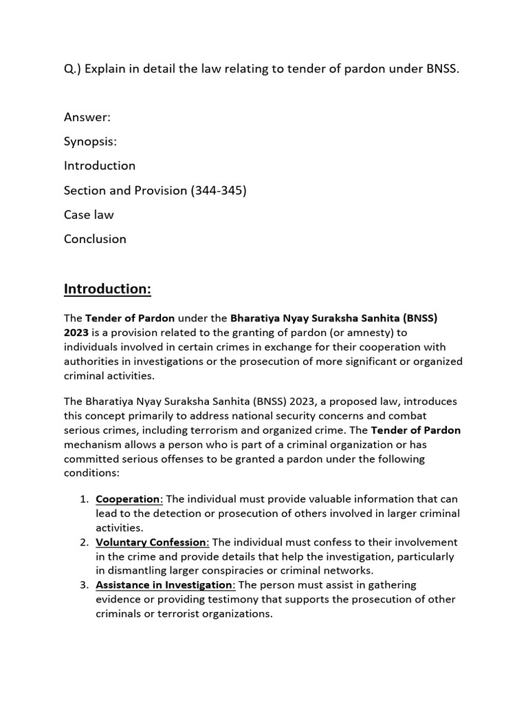 Tender of Pardon | PDF | Pardon | Prosecutor