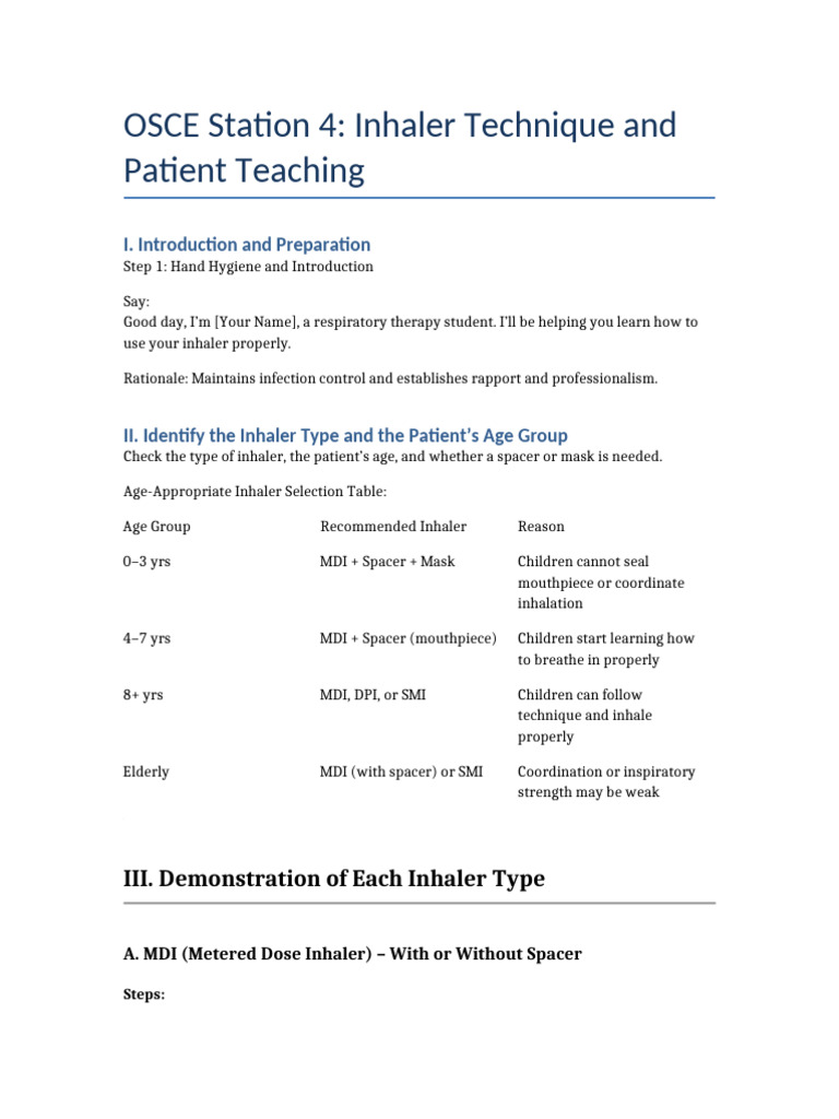 Inhaler Technique Training Guide | PDF | Medical Treatments | Pulmonology