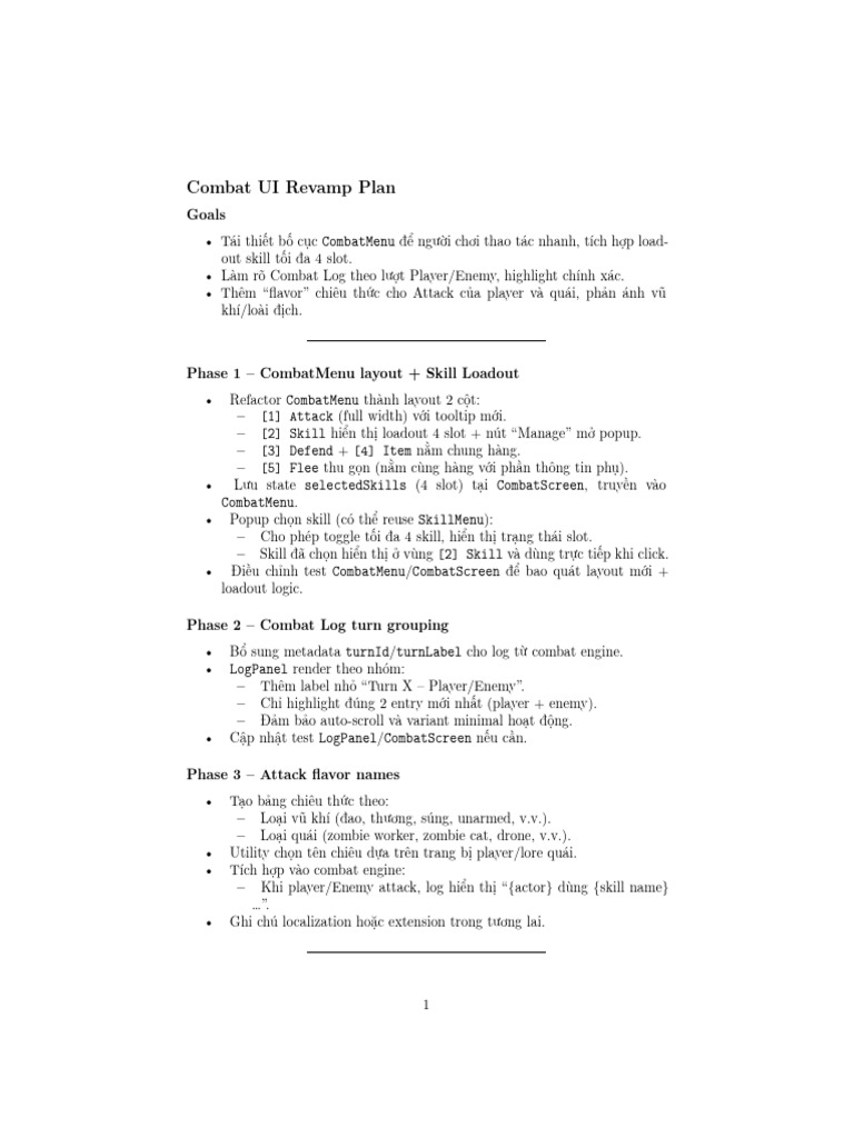 Combat Ui Plan | PDF