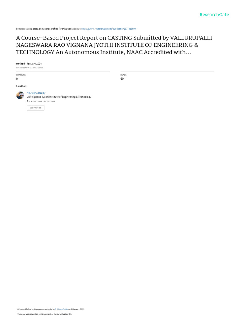 Course Project Report on Casting Process | PDF | Casting | Industrial ...
