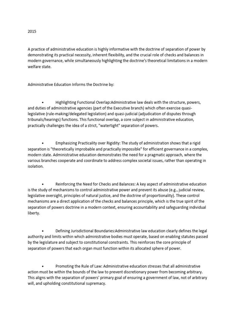 2015 | PDF | Separation Of Powers | Administrative Law