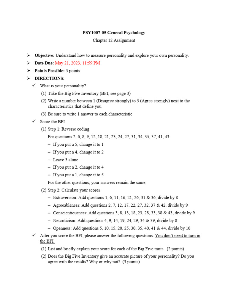 Big Five Trait | PDF | Human Development | Personality Traits