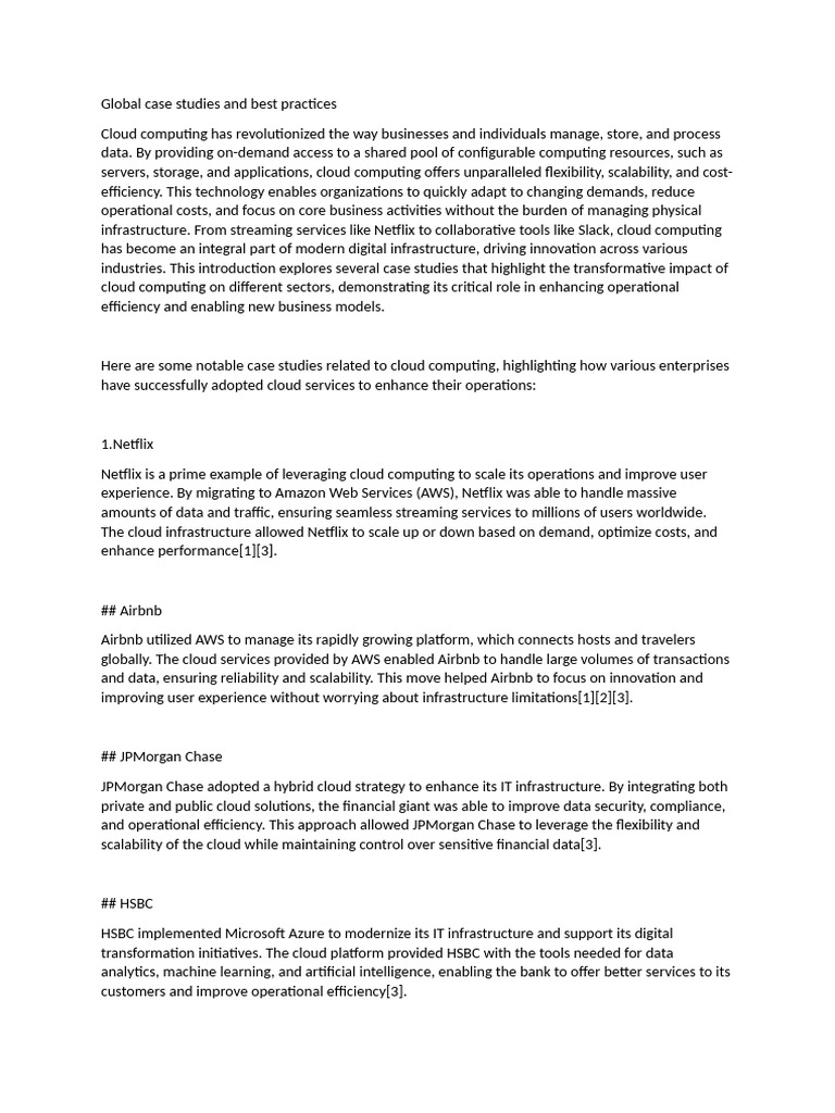 Cloud Computing Case Studies & Insights | PDF | Cloud Computing ...