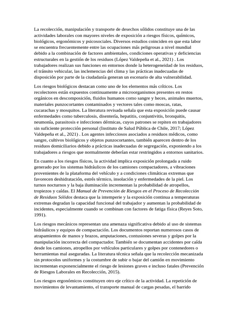 Riesgos en la Recolección de Desechos Sólidos | PDF | Residuos