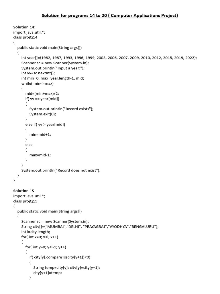 Java Solutions for Computer Applications | PDF | Software Development ...