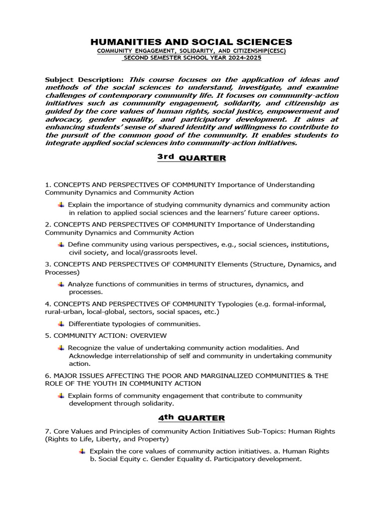 CESC Course Outline | PDF | Community | Social Sciences