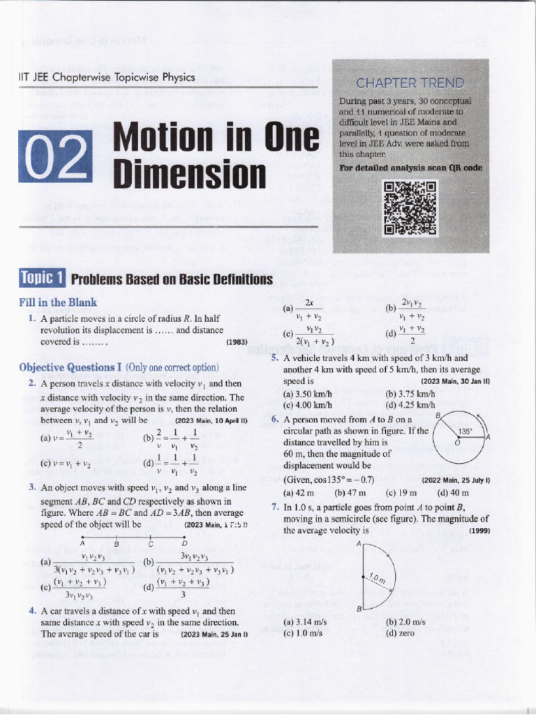 Motion in One Dimension | PDF