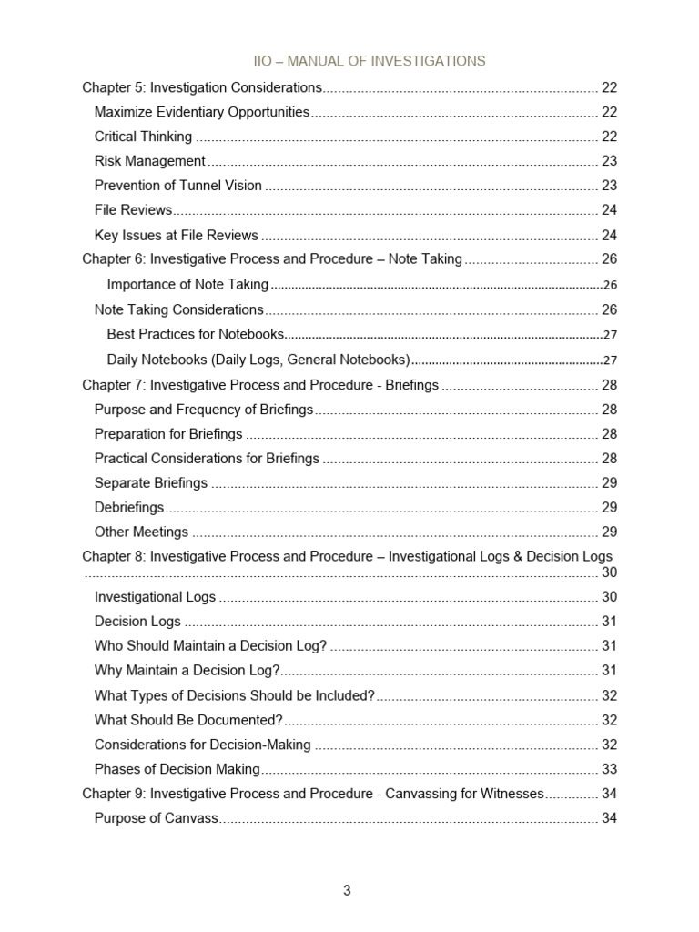 Investigation Manual: Key Procedures & Tips | PDF