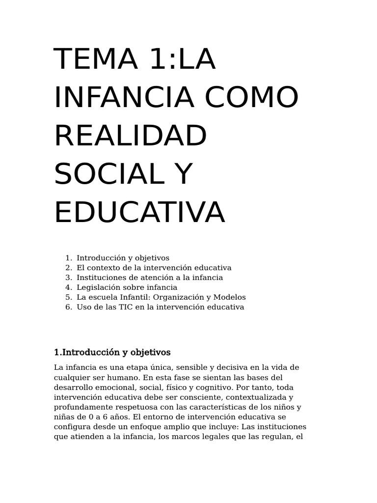 Intervención Educativa en la Infancia | PDF | Educación de la primera ...