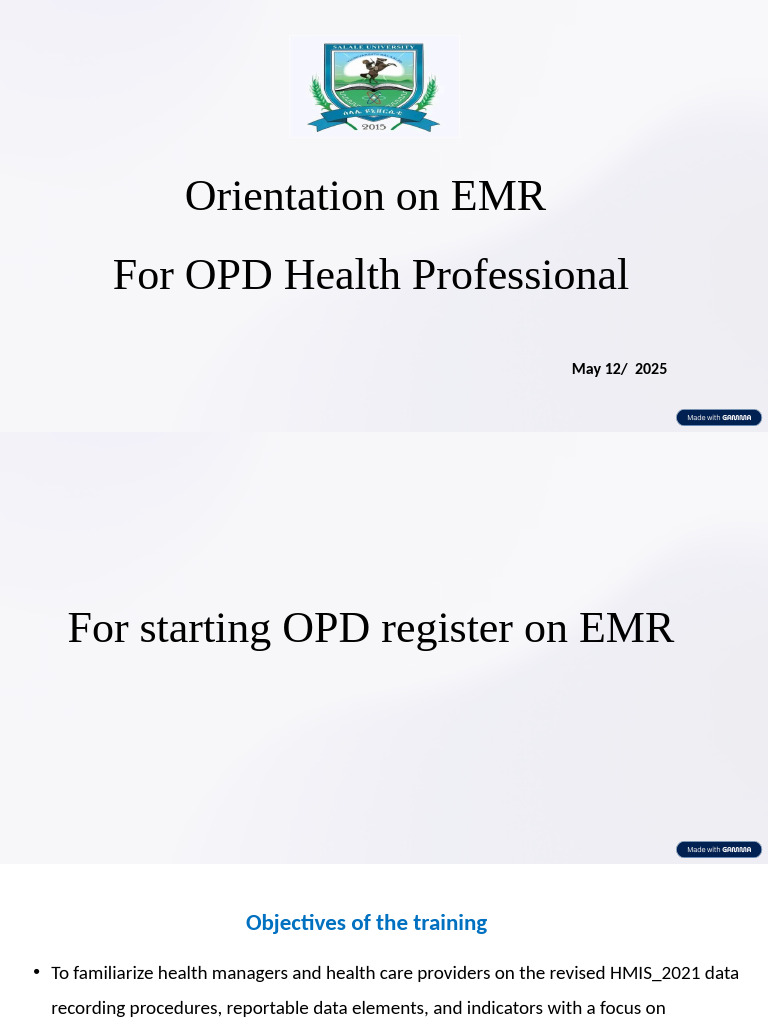 EMR Orientation for OPD Health Professionals | PDF | Electronic Health ...