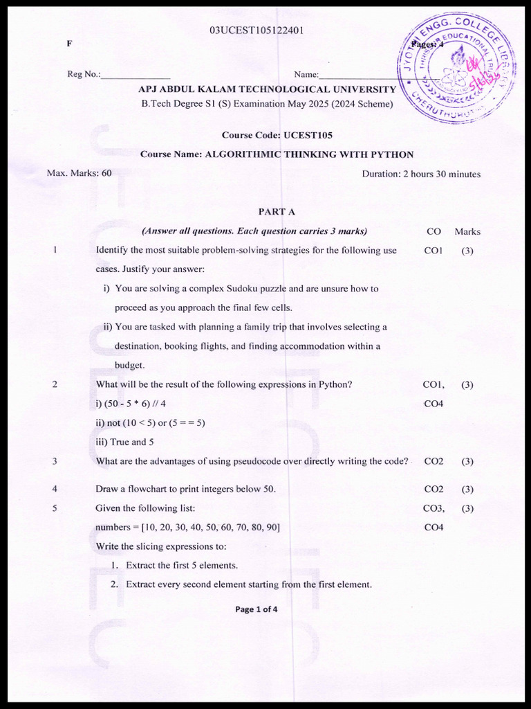 Algorithmic Thinking with Python Exam Guide | PDF | Dynamic Programming ...