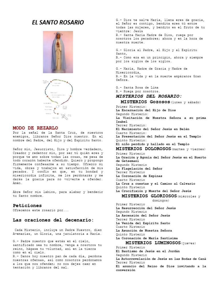 Cómo Rezar el Santo Rosario | PDF | María, madre de Jesús | Teología ...