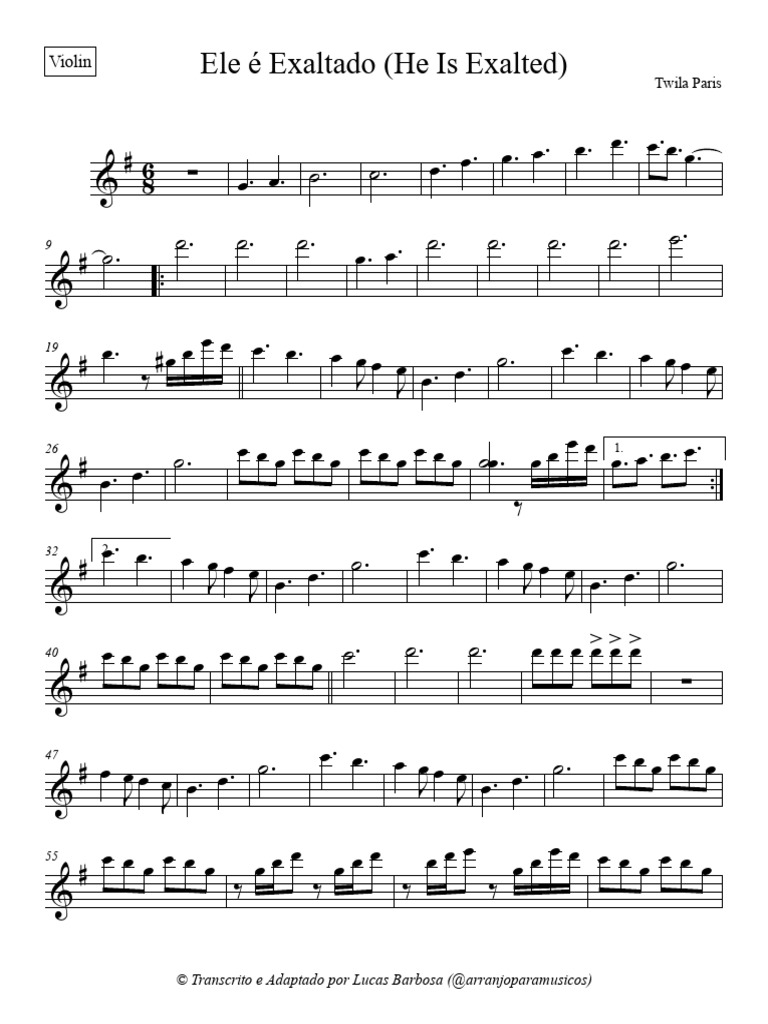 Ele É Exaltado - Violin | PDF