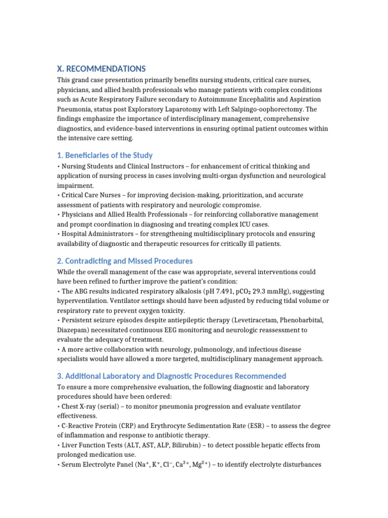 Recommendations Grand Case | PDF | Intensive Care Medicine | Neurology