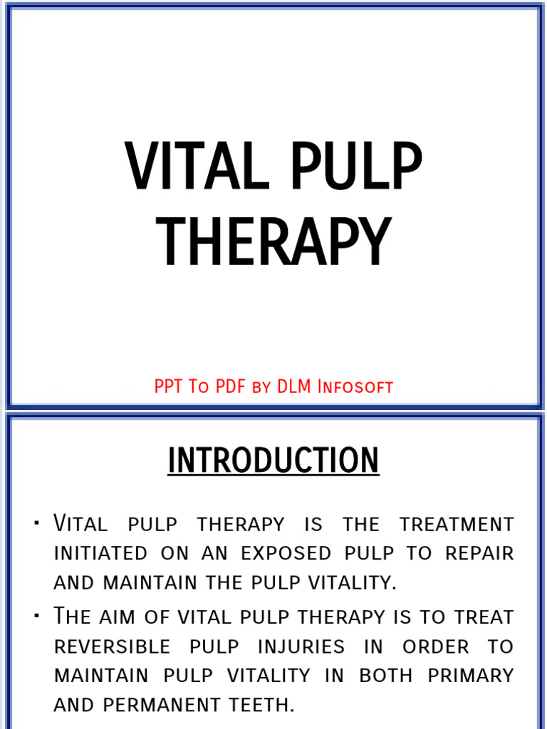 Vital Pulp Therapy Techniques Explained | PDF | Dentin | Dentistry Branches