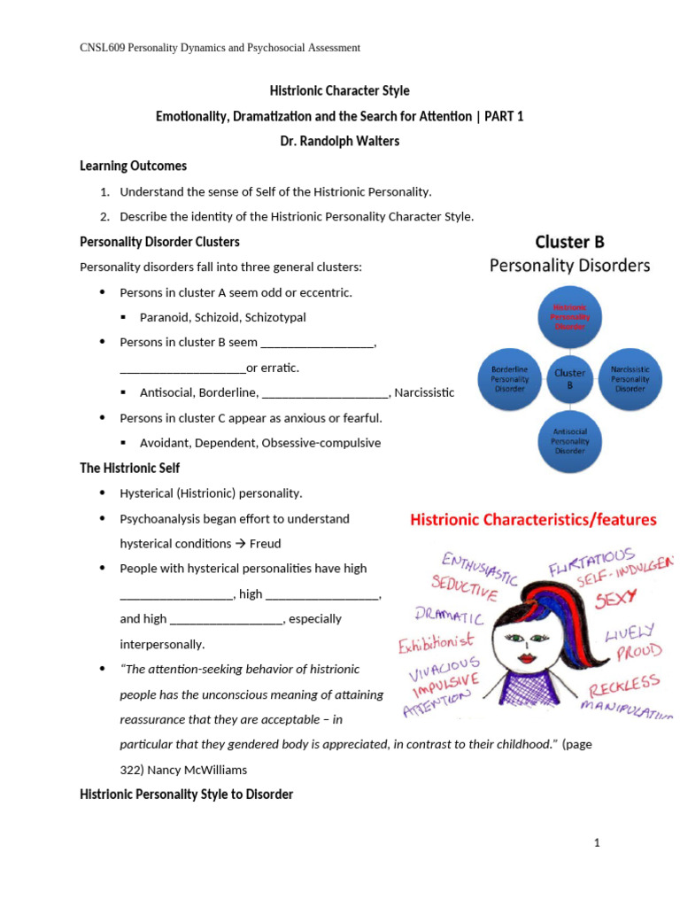 Histrionic Personality Dynamics Explained | PDF | Personality Disorder ...