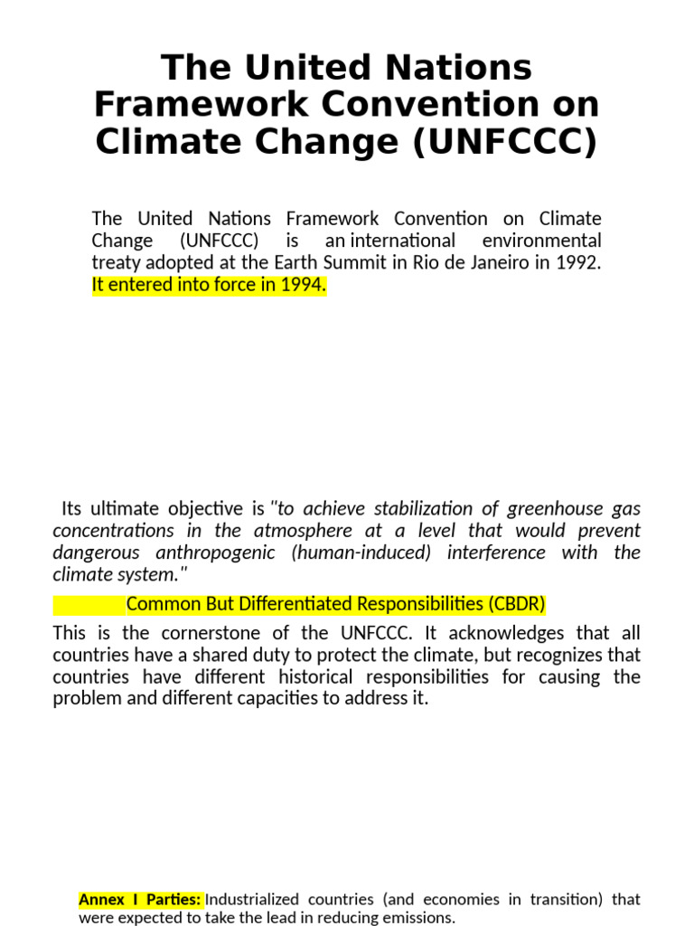 The United Nations Framework Convention On Climate Change | PDF ...