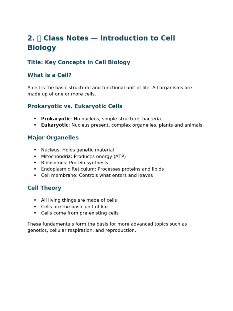 Introduction to Cell Biology Basics | PDF