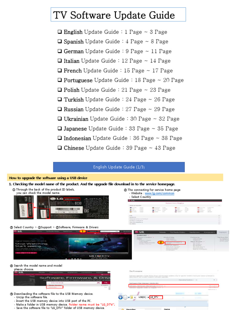 Guía de Actualización de Software TV | PDF