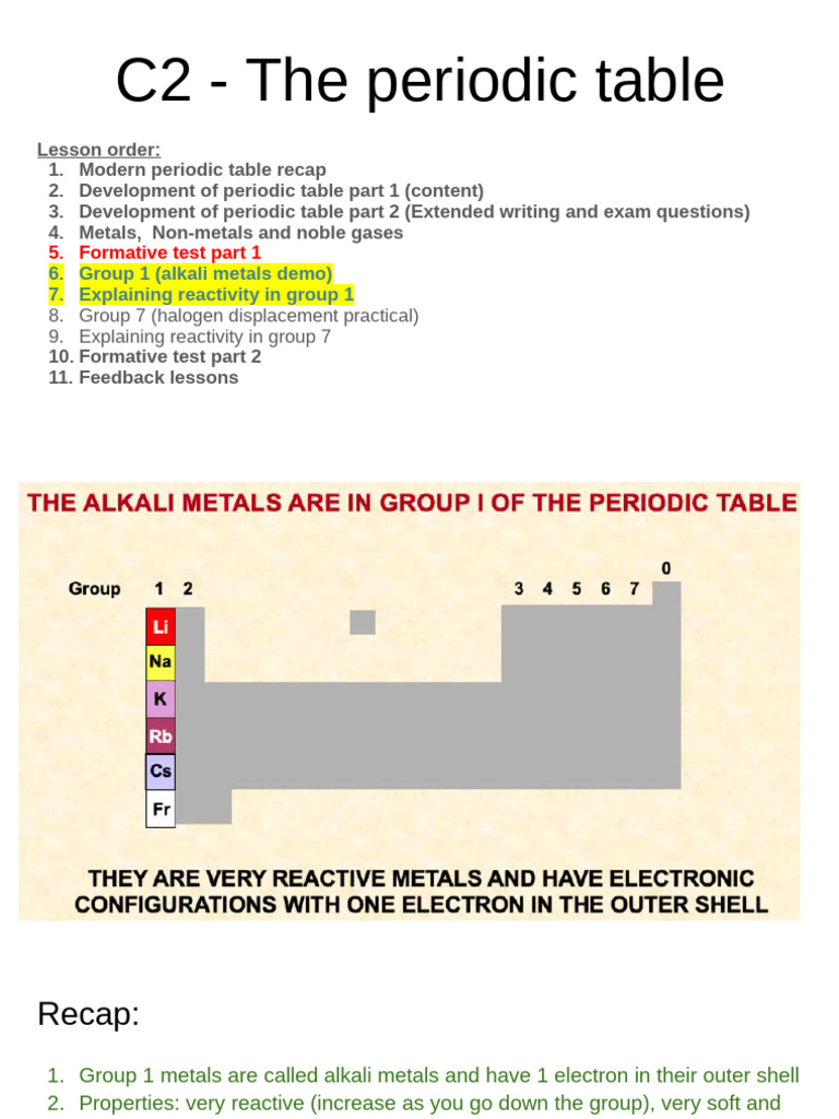 C2 Periodic Table Revision | PDF | Periodic Table | Chemical Bond
