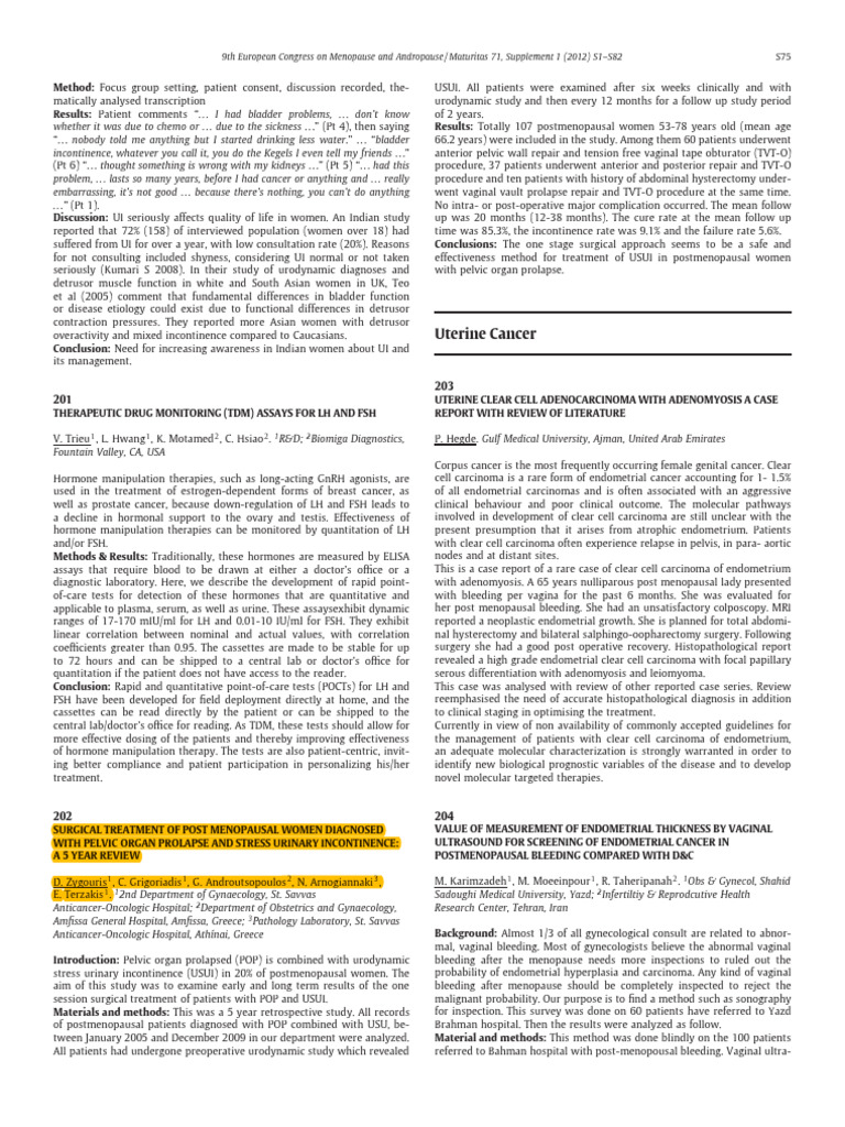 Urinary Incontinence in Postmenopausal Women | PDF | Menopause ...