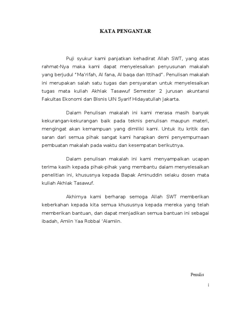 Kata Pengantar Tasawuf