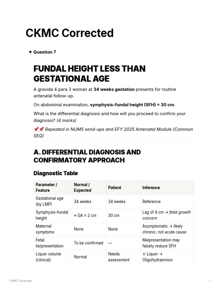 Fundal Height Lag: Diagnosis & Management | PDF | Uterus | Shock ...