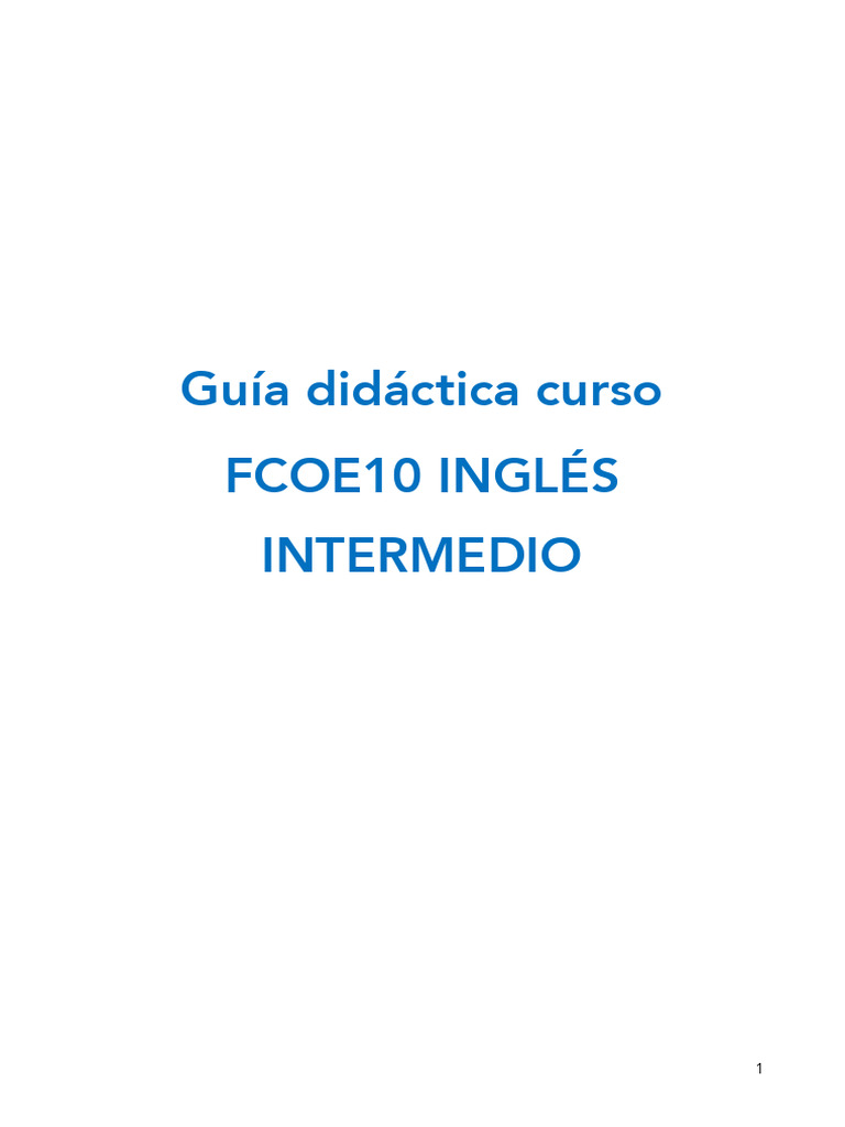 Guía del Curso de Inglés Intermedio FCOE10 | PDF | Contraseña | Aprendizaje