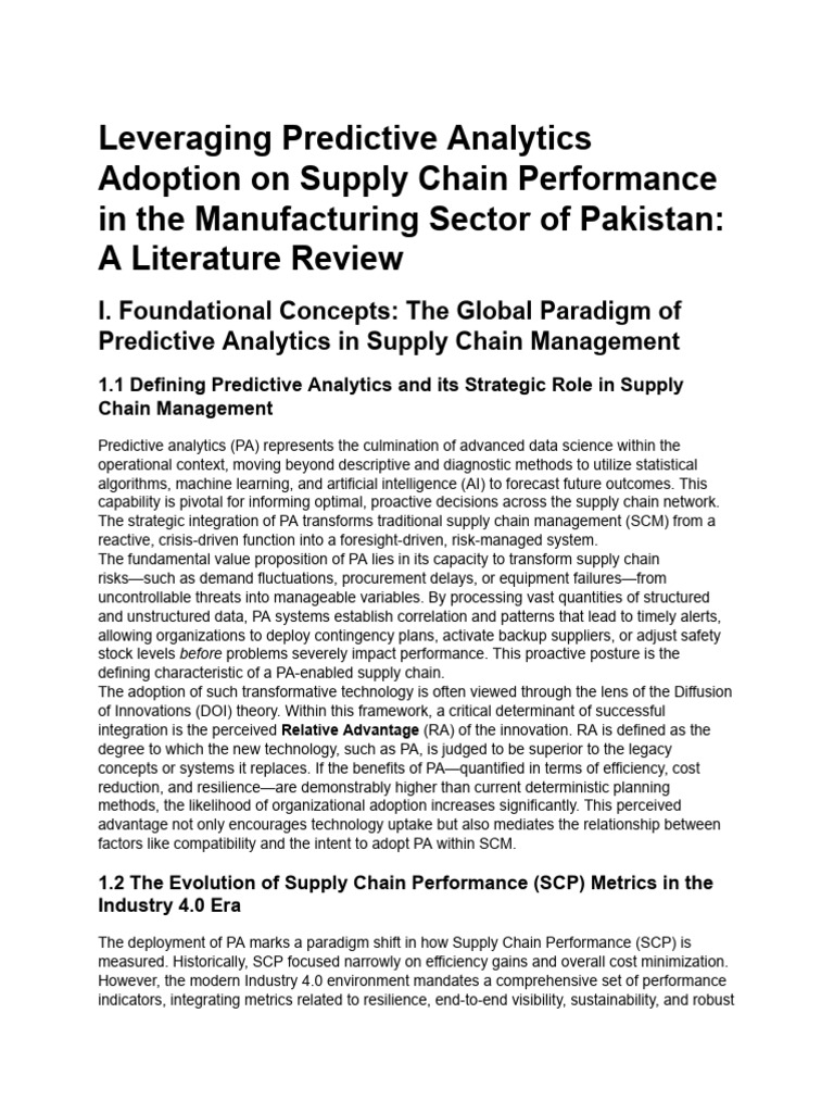 Predictive Analytics in Pakistan's Manufacturing S... | PDF | Supply ...