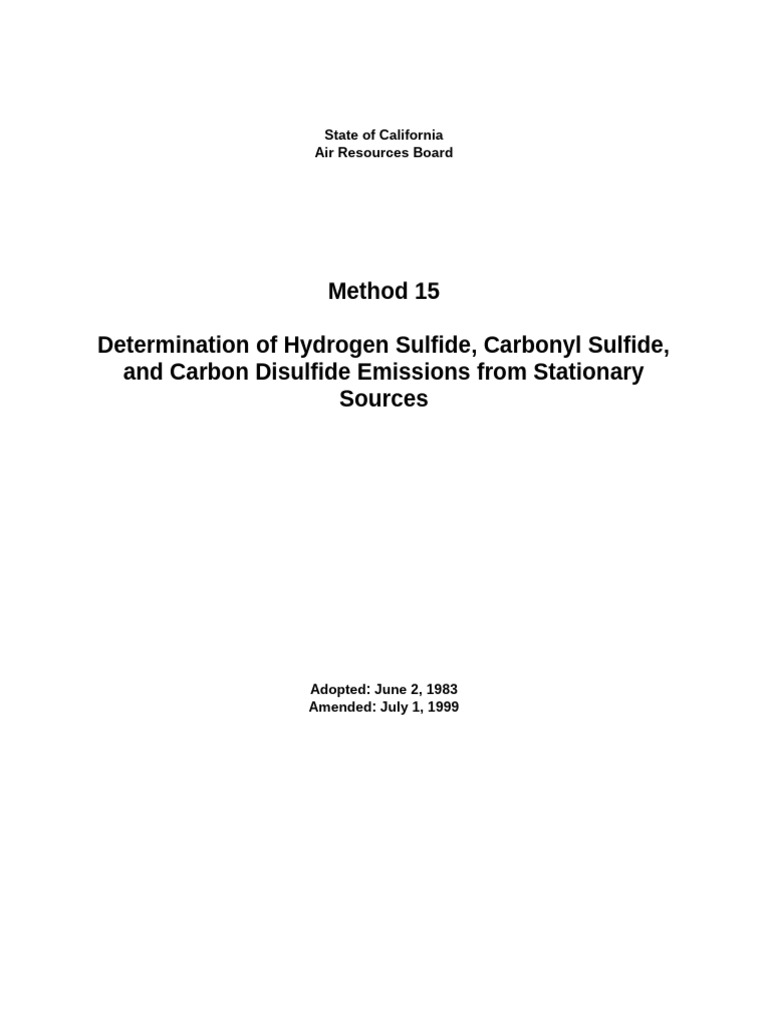 California Method 15 for Sulfur Emissions | PDF | Gas Chromatography ...