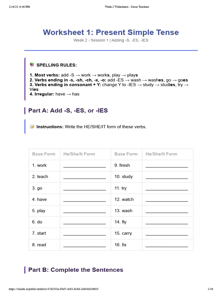 Present Simple Tense Worksheets | PDF | English Language | Linguistic ...