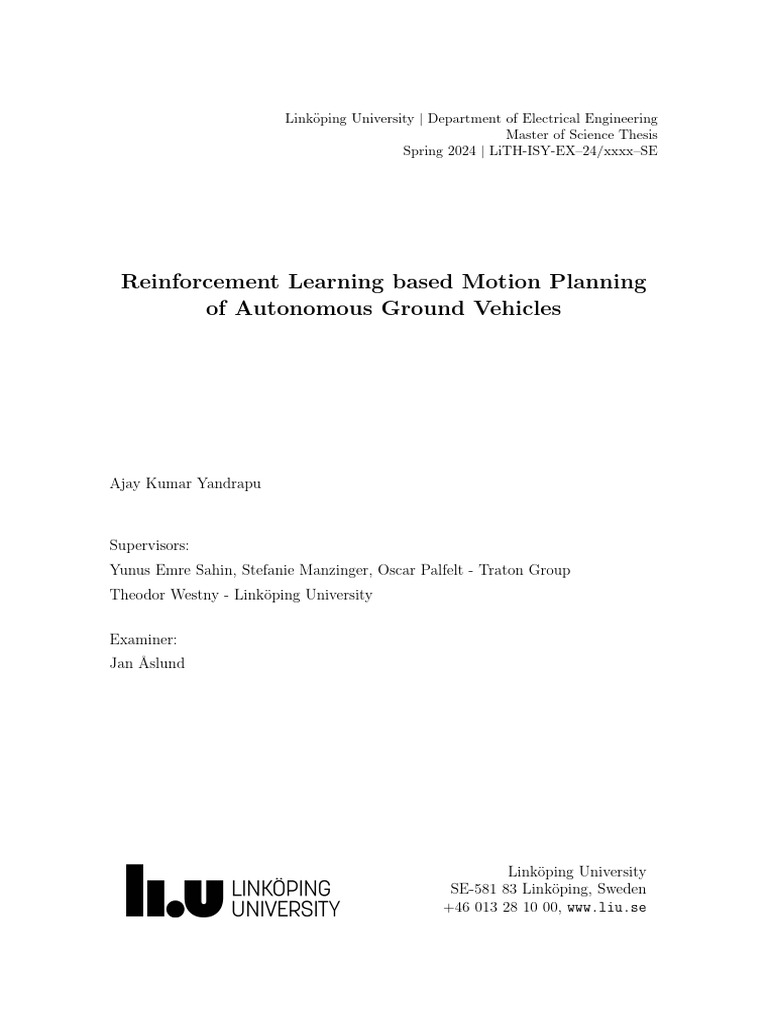 Reinforcement Learning for Vehicle Motion Planning | PDF | Machine ...