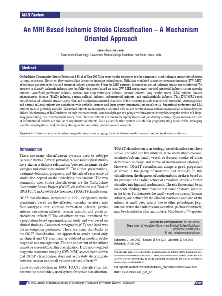1) Articulo An Mri Based Ischemic Stroke Classification | PDF | Stroke ...
