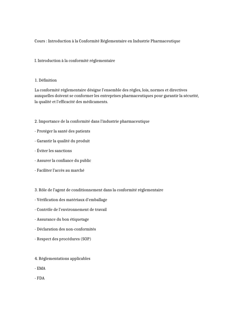 Conformité Réglementaire en Pharmacie | PDF
